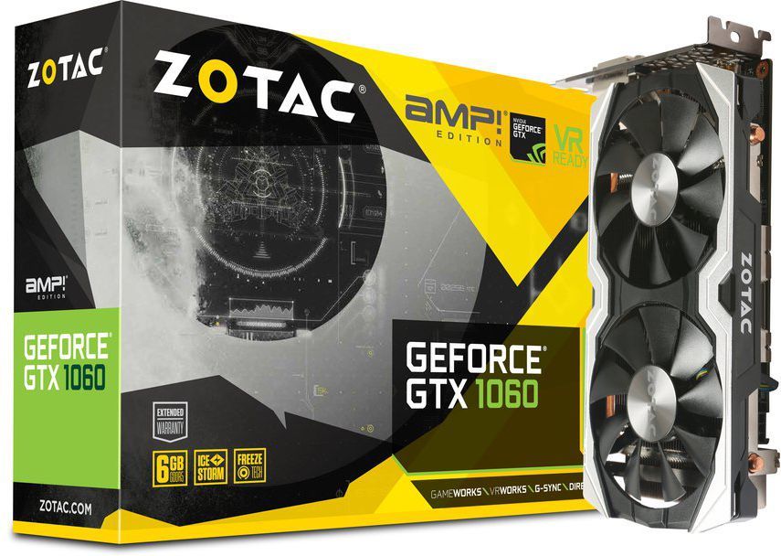 Karta graficzna Zotac GeForce GTX 1060 AMP! 6GB GDDR5 (192 Bit) 3xDP, HDMI, DVI. BOX (ZT-P10600B-10M) 1