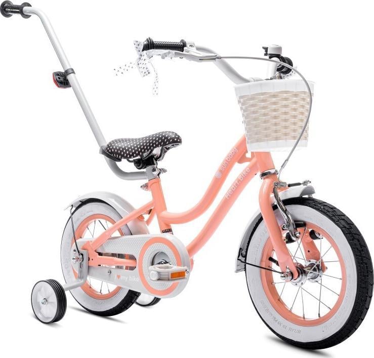 Sun Baby Rowerek dla dziewczynki 12" heart bike morelowy 1