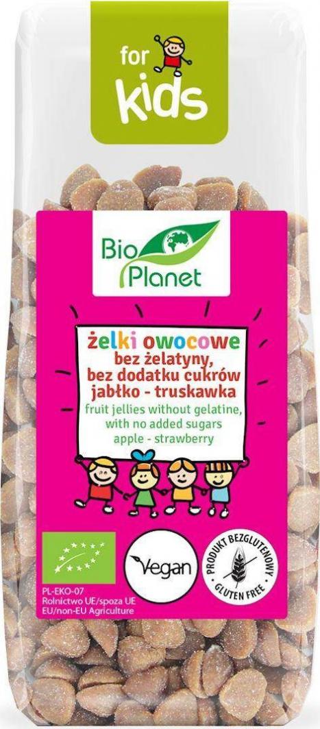 Bio Planet ŻELKI OWOCOWE BEZ ŻELATYNY, BEZ DODATKU CUKRÓW JABŁKO - TRUSKAWKA BEZGLUTENOWE BIO 100 g - BIO PLANET 1