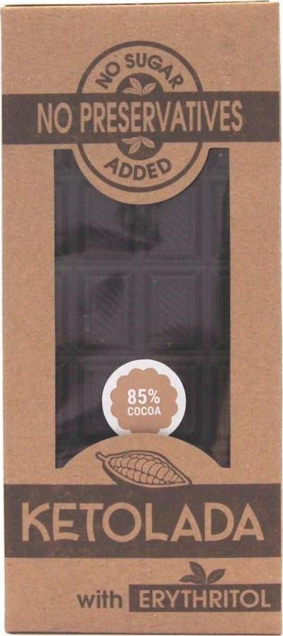 KETOLADA TABLICZKA 85 % KAKAO BEZ DODATKU CUKRÓW 100 g - KETOLADA 1
