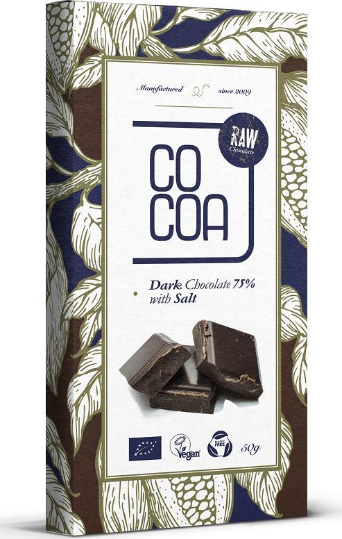 Cocoa CZEKOLADA CIEMNA 75 % Z SOLĄ BIO 50 g COCOA 1