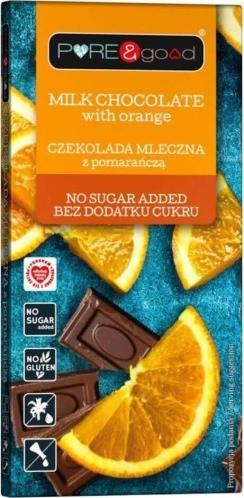 Pure&Good Czekolada mleczna z pomarańczą bez dodatku cukru 75 g Pure&Good 1