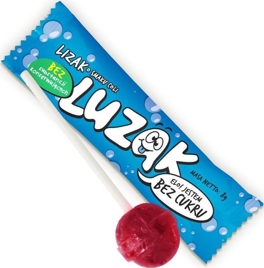 Luzak Luzak lizak bez cukru o smaku coli, 8g 1