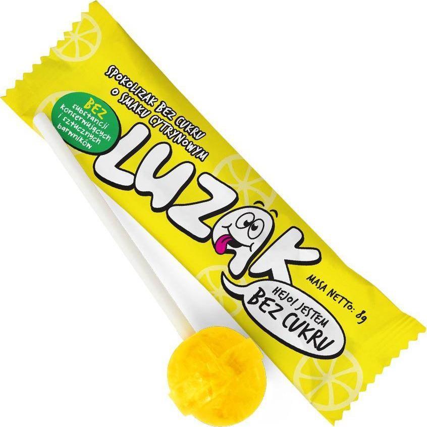 Luzak Luzak lizak bez cukru o smaku cytrynowym, 8g 1