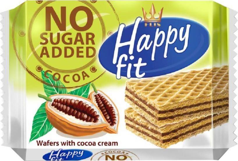 Happy Fit Wafelki kakaowe bez dodatku cukru Happy Fit, 95g 1