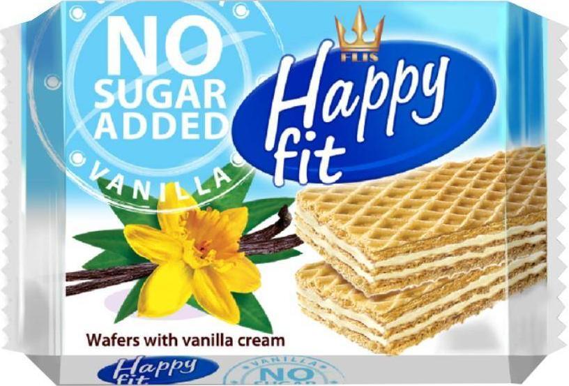 Happy Fit Wafelki waniliowe bez dodatku cukru Happy Fit, 95g 1