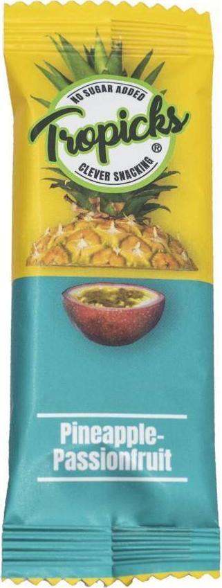Tropicks Batonik 96% ananas, 4% marakuja Tropicks, 20g 1