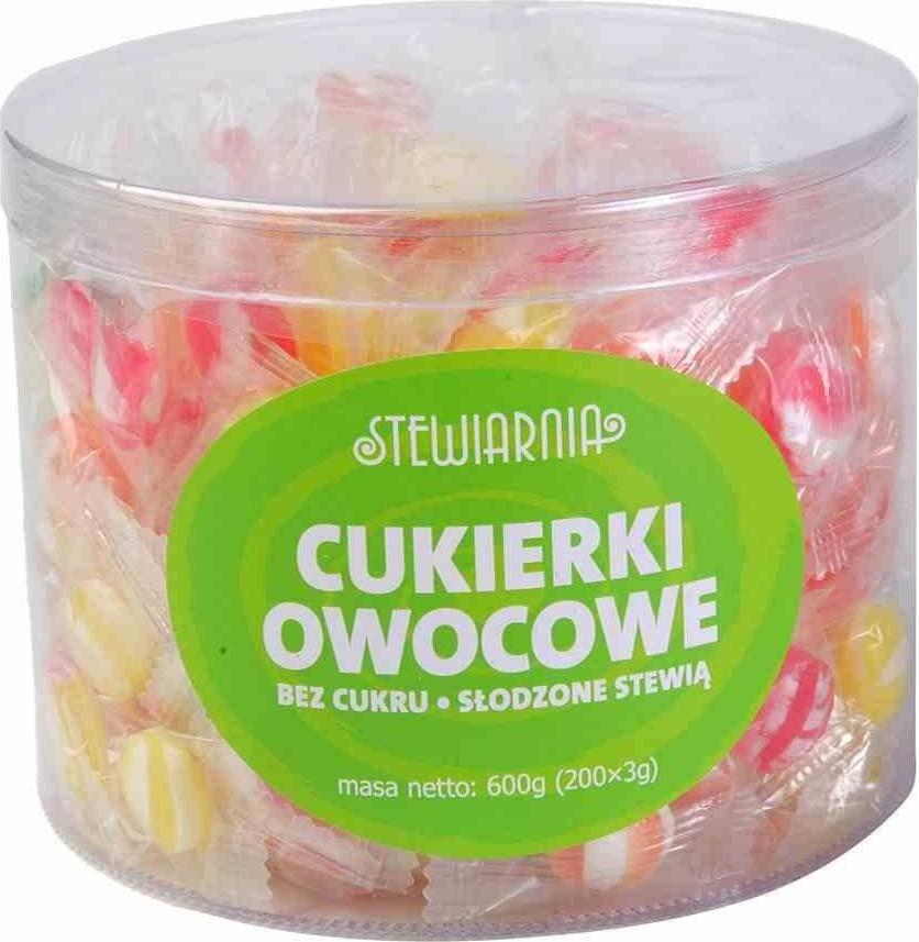 Stewiarnia Cukierki owocowe bez cukru, 600g (ok.200 szt) 1