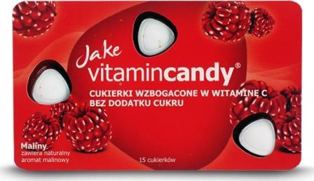 Jake VitaminCandy Cukierki bez cukru malina 18g Jake VitaminCandy 1