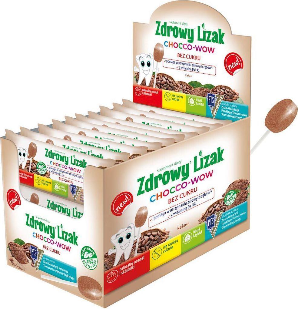 STARPHARMA Zdrowy lizak KAKAO Chocco-Wow bez cukru display 40 szt STARPHARMA 1