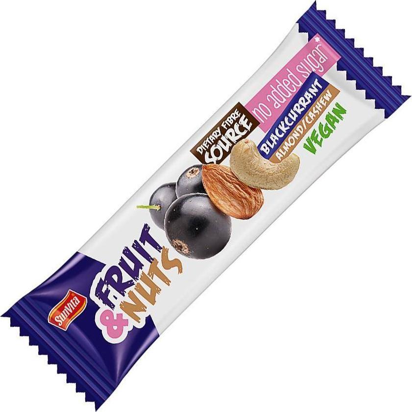 Sunvita Baton owocowo-orzechowy "Czarna porzeczka" bez dodatku cukru Sunvita, 30g 1