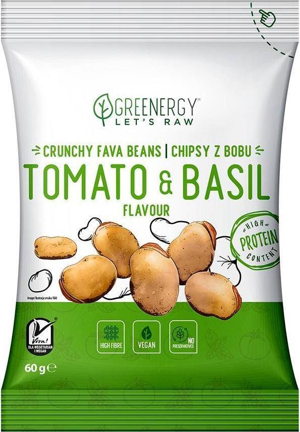 Greenergy Chipsy z bobu o smaku "Pomidorów z bazylią" Greenergy, 60g 1