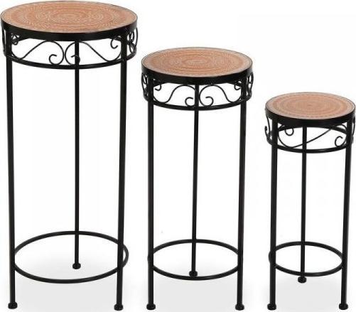 Bigbuy Home Stojak na doniczki brązowy metal (30 x 69 cm) (3 szt.) 1