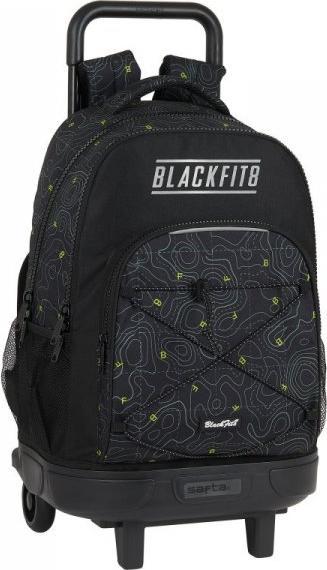 Blackfit8 Torba szkolna z kółkami BlackFit8 Topography Czarny Kolor Zielony 1