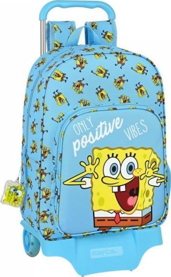 SPONGEBOB Torba szkolna z kółkami Spongebob Positive Vibes Żółty Jasnoniebieski 1