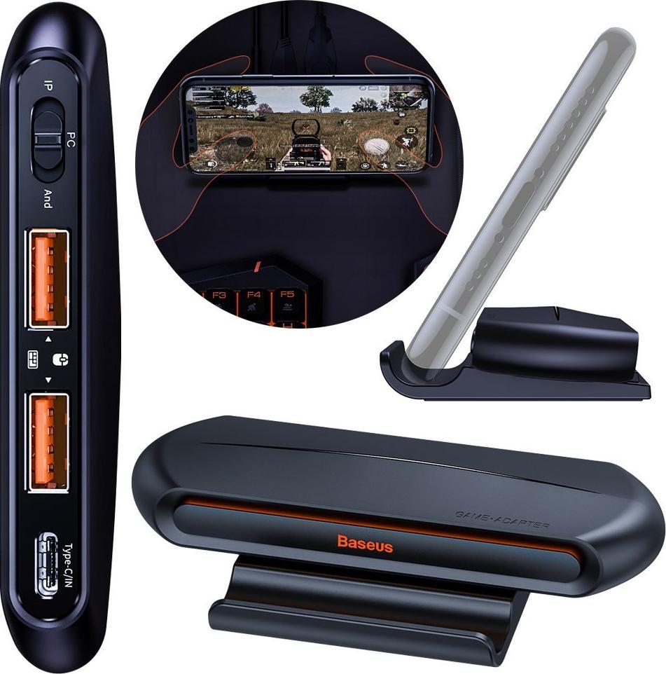 Podstawka Baseus Baseus Gamo GA01 adapter 2x USB HUB Bluetooth Android iOS na mysz i klawiaturę czarny (GMGA01-01) 1