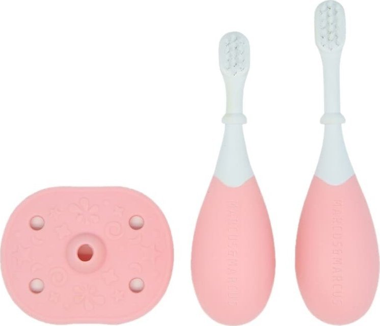 Marcus & Marcus Marcus & Marcus - 3 etapowe szczoteczki do nauki higieny jamy ustnej 2 PACK Palm Grasp PINK 1