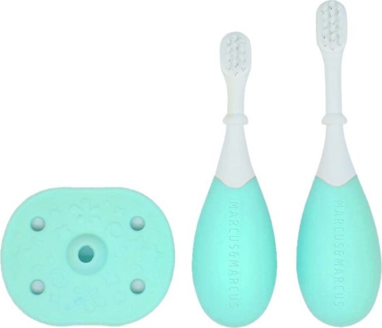Marcus & Marcus Marcus & Marcus - 3 etapowe szczoteczki do nauki higieny jamy ustnej 2 PACK Palm Grasp Mint 1