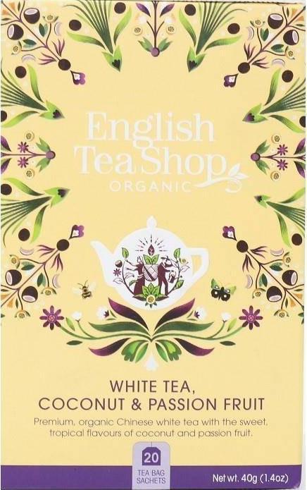 English Tea Shop Herbata biała z trawą cytrynową, kakao, imbirem, marakują i kokosem (20x2) BIO 40 g 1