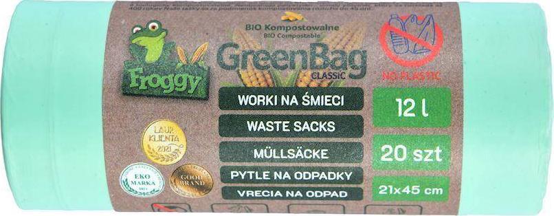 FROGGY (naczynia, sztućce, worki na odpa WORKI NA ODPADY BIO I ZMIESZANE (KOMPOSTOWALNE I BIODEGRADOWALNE) 12 L 20 szt - FROGGY (GREENBAG) 1