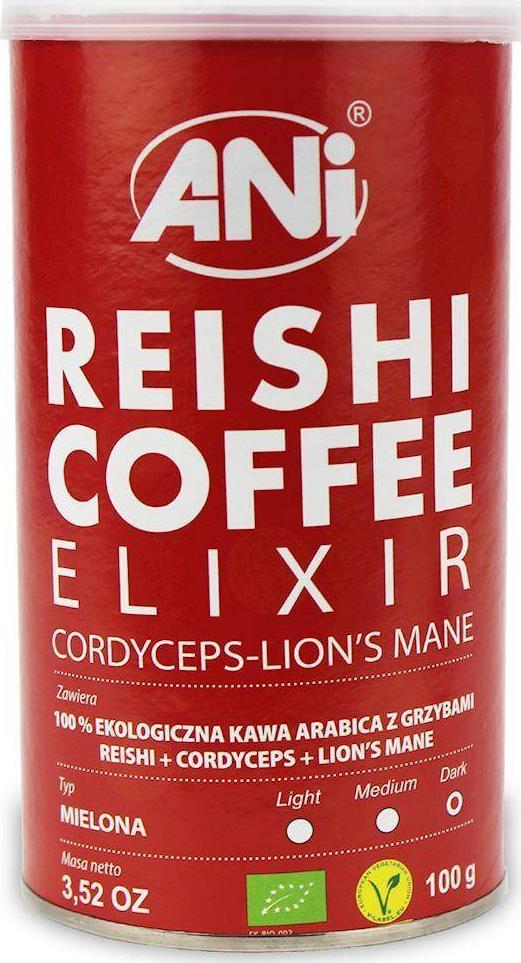 Kawa mielona ANI (kawy) KAWA MIELONA ARABICA Z GRZYBAMI REISHI + CORDYCEPS + LIONS MANE BIO 100 g - ANI 1