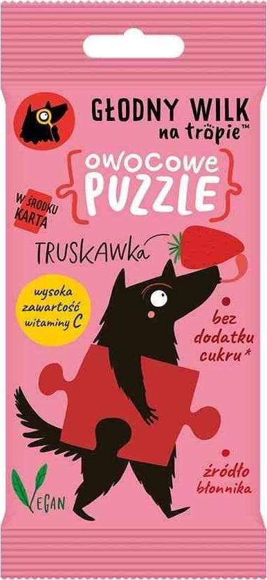 Głodny Wilk Na Tropie Owocowe puzzle żelki z naturalną witaminą C - truskawka Głodny Wilk, 20g 1