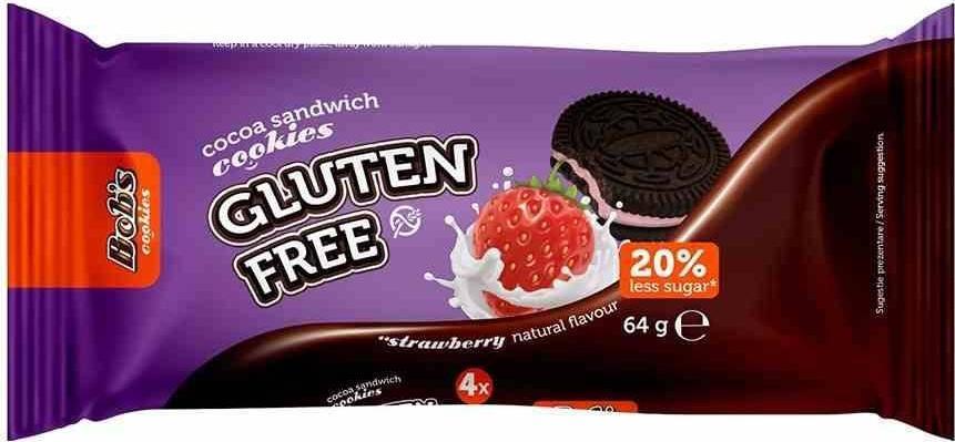 Bobs Cookies Markizy z nadzieniem truskawkowym Bobs Cookies, 64g 1