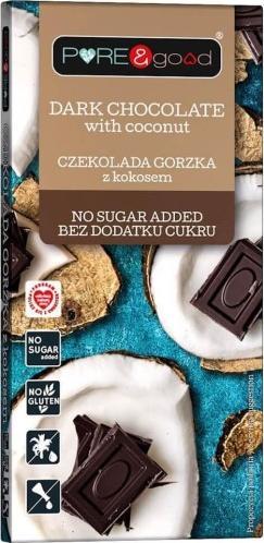 Pure&Good Czekolada gorzka z kokosem bez dodatku cukru 75 g Pure&Good 1