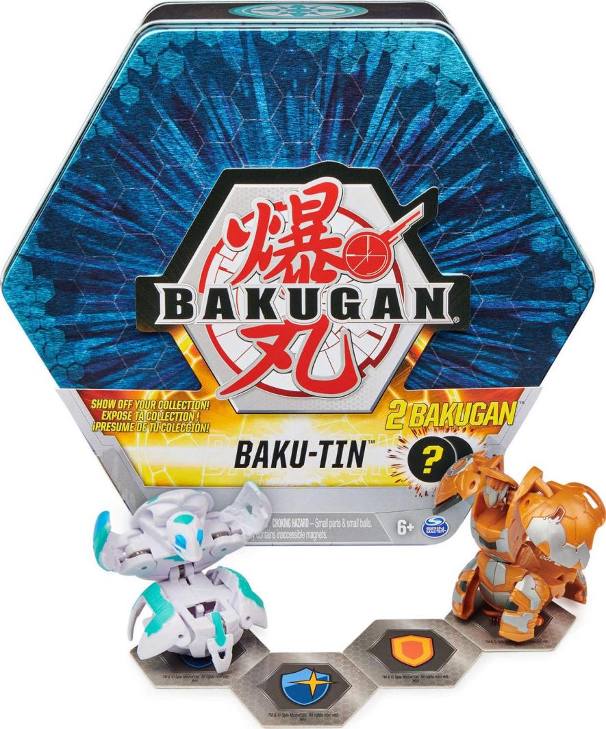 Figurka Spin Master Bakugan Baku-Tin puszka granatowa 2 figurki karty 1