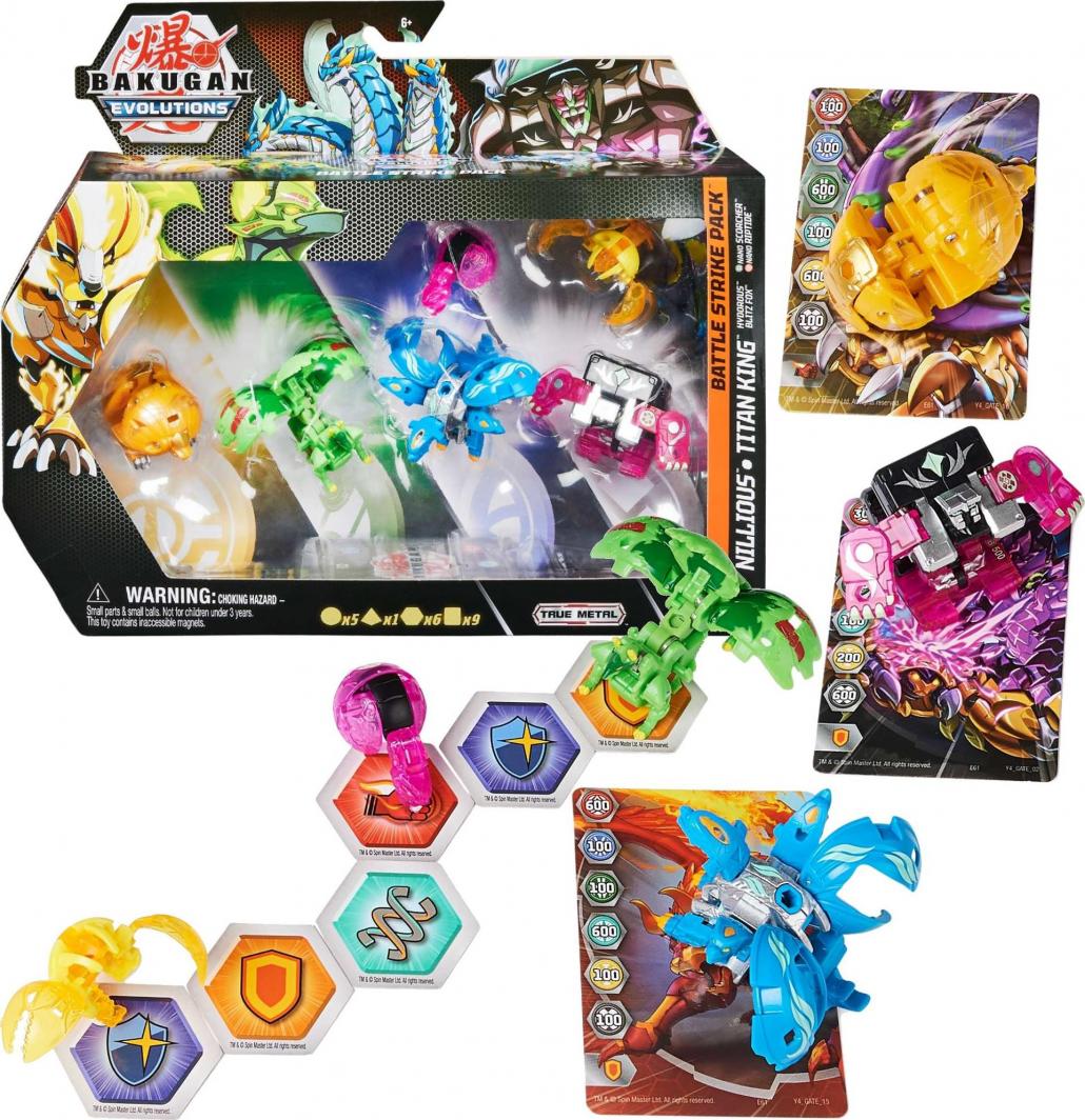 Spin Master Bakugan Evolutions True Metal Nillious Titan King 4 figurki ...