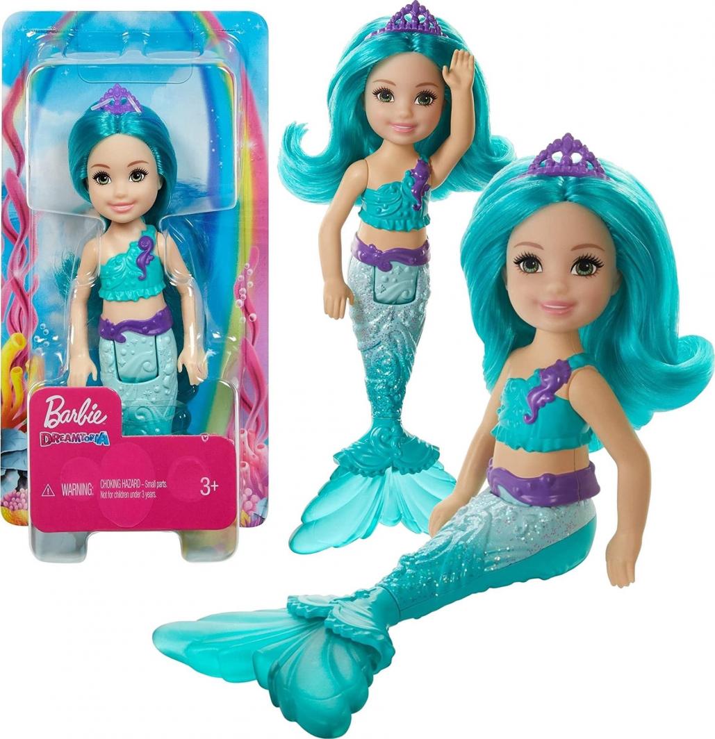 Lalka Barbie Mattel Mattel Barbie Chelsea syrenka turkusowe włosy 1