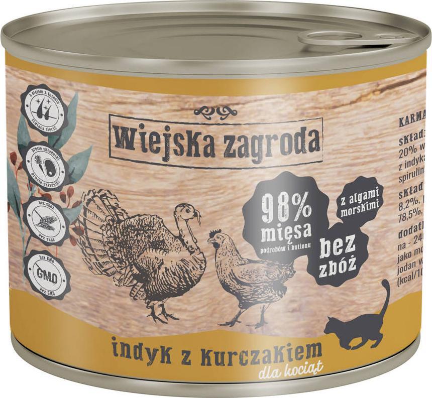 Wiejska Zagroda Indyk z Kurczakiem Dla Kociąt 200g 1