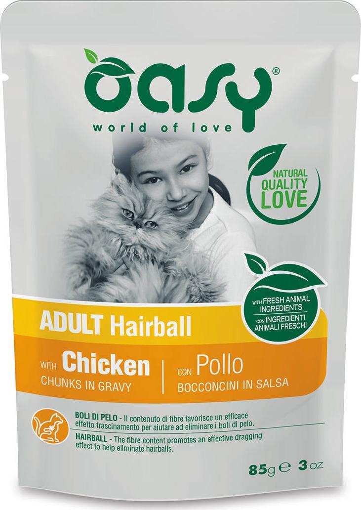 Oasy Lifestage Hairball kurczak 85g, karma odkłaczająca 1