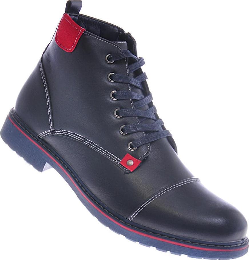 Buty trekkingowe męskie Pantofelek24 Eleganckie botki męskie ocieplane Granatowe /G2-2 10439 S634/ 44 1