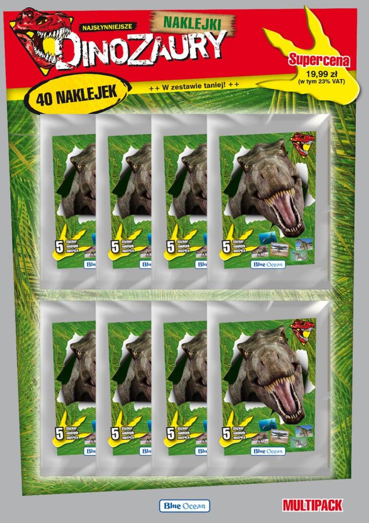 Blue Ocean NAJSŁYNNIEJSZE DINOZAURY MULTIPACK Z NAKLEJKAMI 1 SZTUKA MIX 1