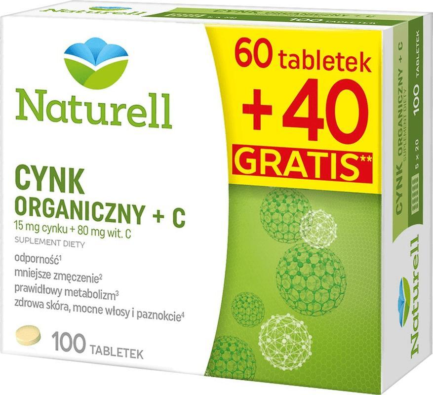 USP ZDROWIE SP. Z O.O UPS Zdrowie NATURELL CYNK ORGANICZNY + C, suplement diety 100 tabletki 1