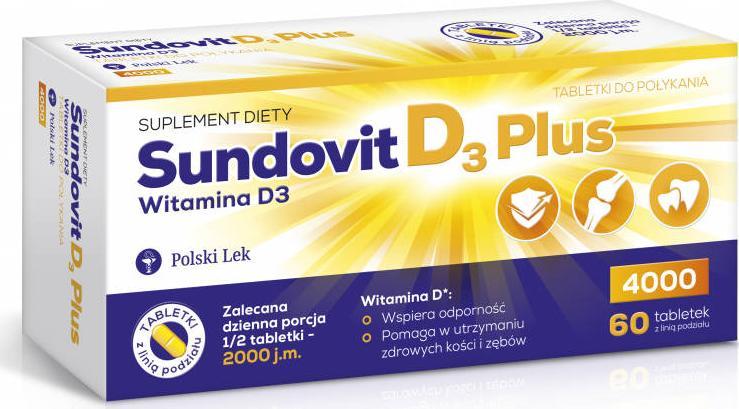 Polski Lek Polski Lek SUNDOVIT D3 PLUS, suplement diety 60 tabletek 1