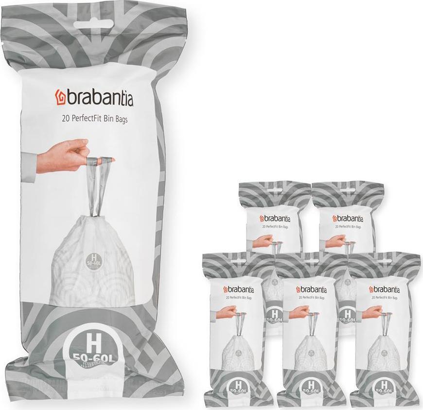 Brabantia Worki na śmieci PerfectFit rozmiar H 50-60L 120szt 6x20 138782 1