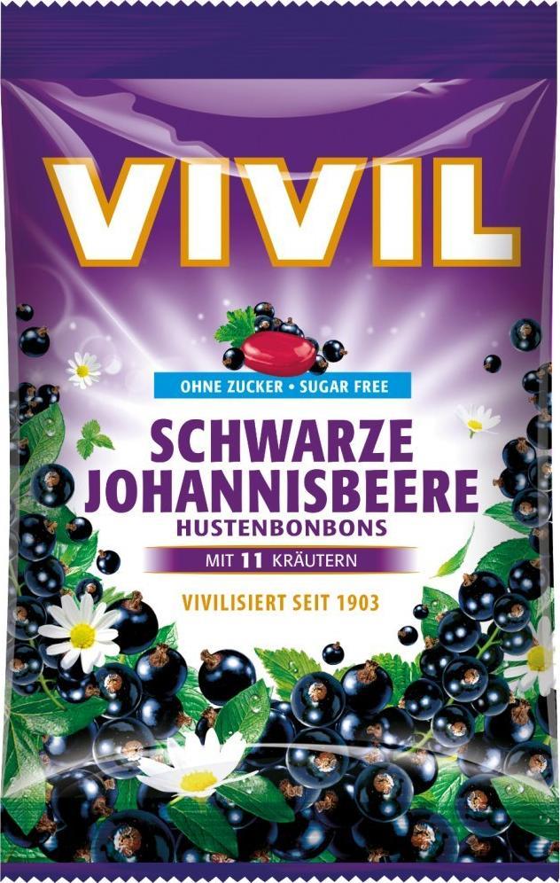 VIVIL Vivil Schwarze Johannisbeere Cukierki bez Cukru 110 g 1