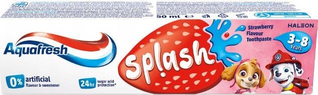 GSK Aquafresh Pasta do zębów dla dzieci Splash 3-8 lat truskawkowo-miętowy smak 50ml 1
