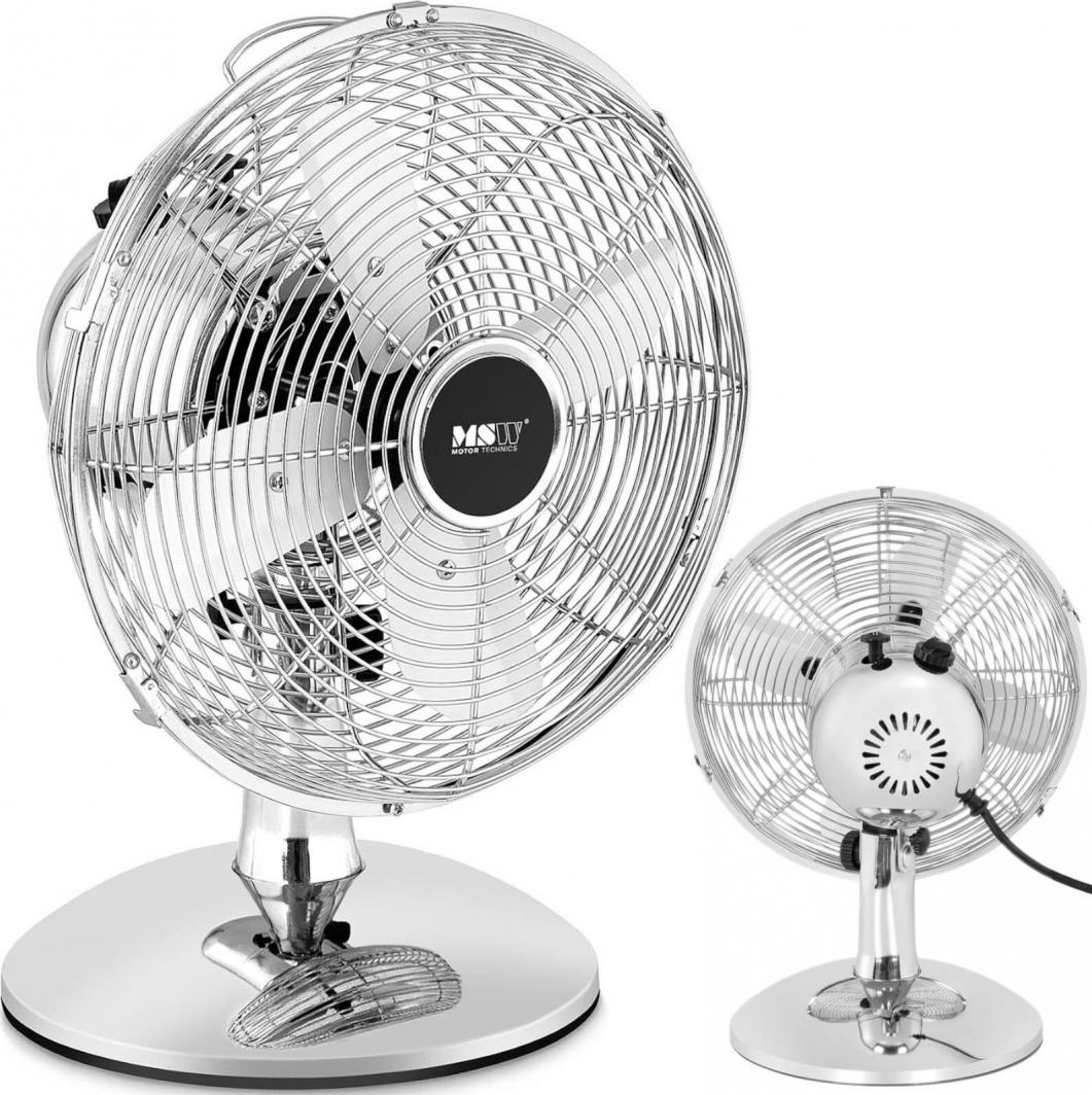 Wentylator MSW Wentylator wiatrak biurkowy stołowy śr. 295 mm 3 prędkości 30 W srebrny Wentylator wiatrak biurkowy stołowy śr. 295 mm 3 prędkości 30 W srebrny 1
