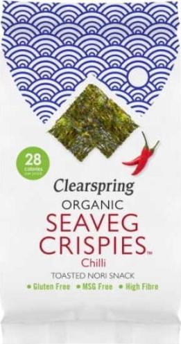 CLEARSPRING Chipsy z alg morskich o smaku chili Seaveg bezglutenowe BIO 4 g Clearspring 1