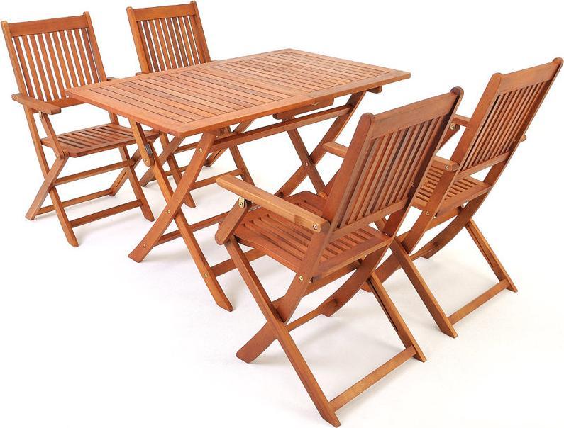 WideShop MEBLE DREWNIANE OGRODOWE ZESTAW 1 STÓŁ + 4 KRZESŁA 1
