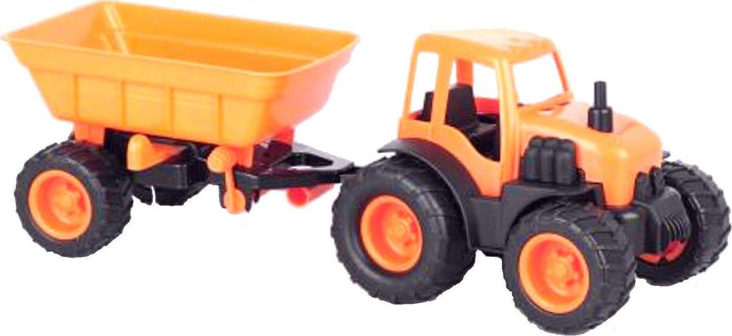 Mochtoys Mochtoys Pomarańczowy Traktor z przyczepą 1