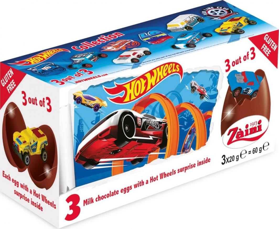 Luigi Zaini CZEKOLADOWE JAJKO NIESPODZIANKA 3PAK 60G HOT WHEELS 1