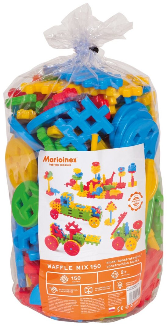 Marioinex Klocki konstrukcyjne Waffle Mix 150 elementów - pojazdy (900345) 1