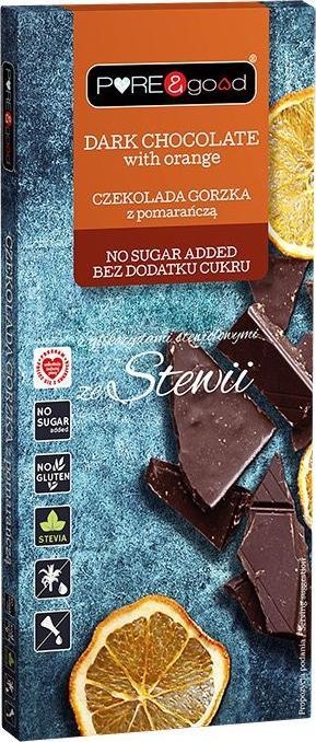 Pure&Good Czekolada Gorzka z Pomarańczą bezgl. bez cukru 125g PURE&GOOD 1