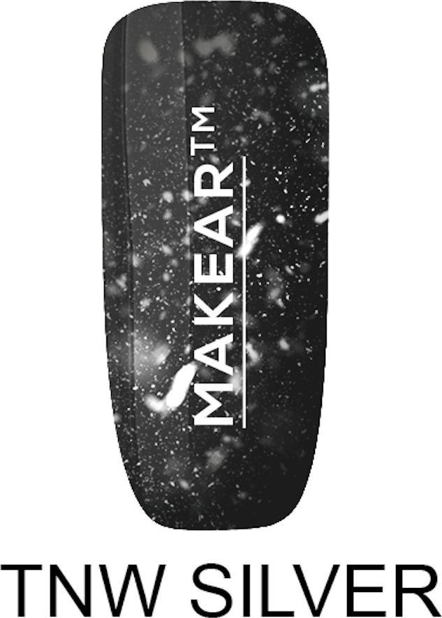 makear Makear Top No Wipe Silver 8ml - Top wykończeniowy bez warstwy dyspresyjnej ze srebrną drobinką 1
