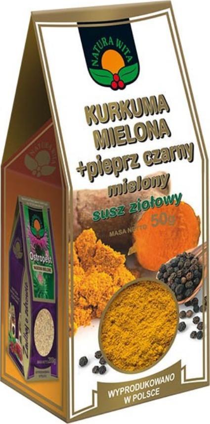 Natura Wita Kurkuma mielona z czarnym pieprzem 50g NATURA WITA 1