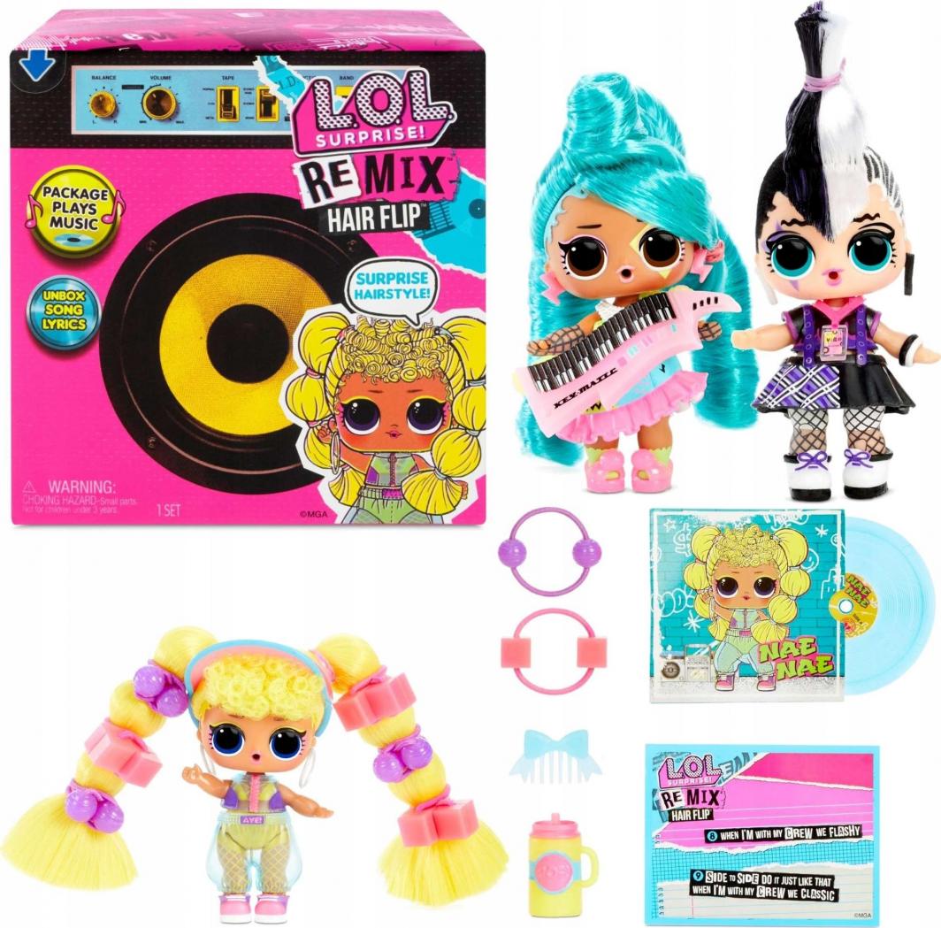 MGA l.o.l. surprise remix hair flip + pets zwierzątko 1